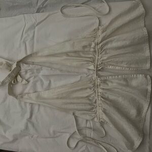 Garage Cream Ruched Tie-Front Tank Top